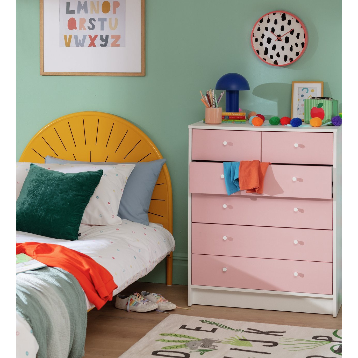 Argos Home Kids Malibu 4+2 Chest of Drawers - Pink & White - image 1