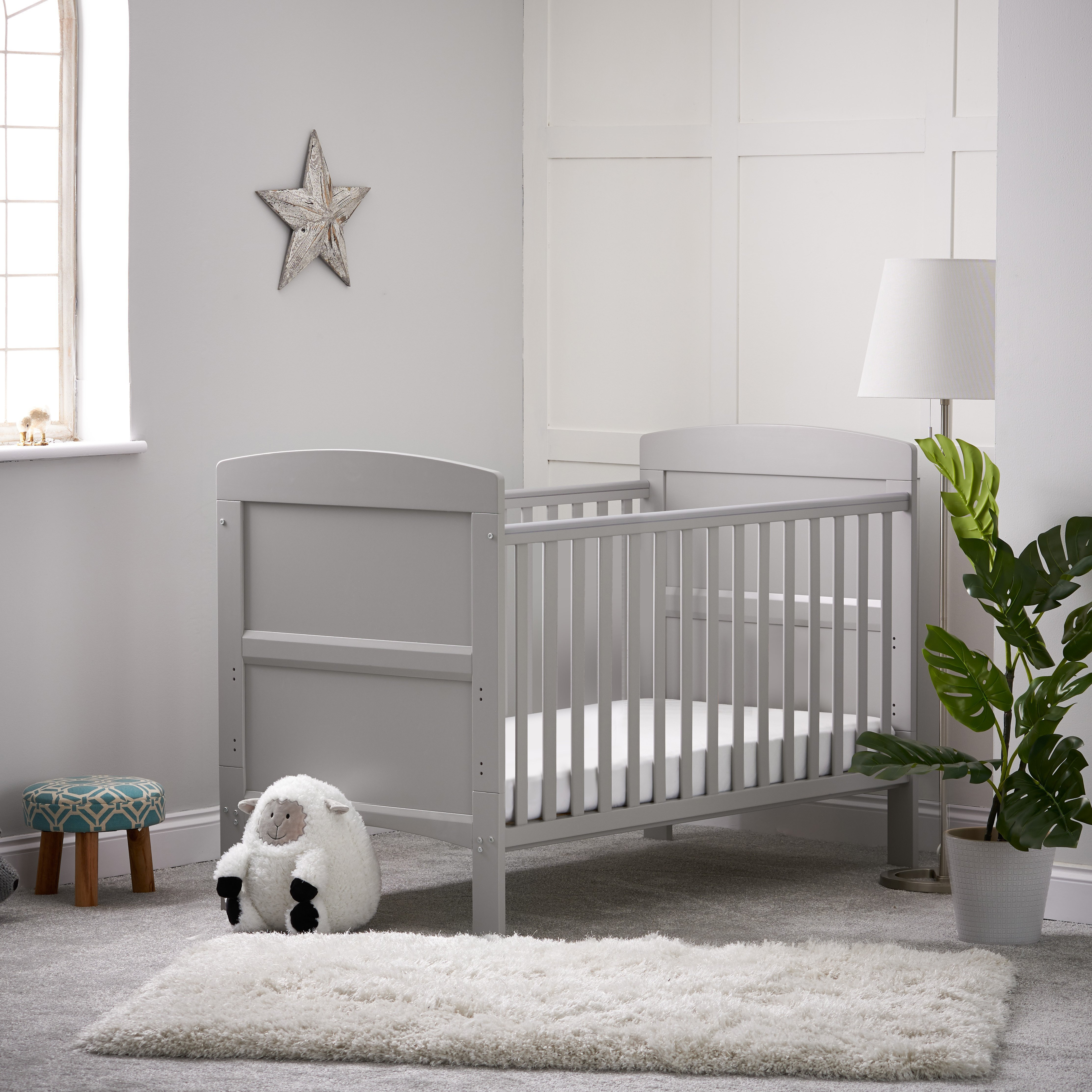 Obaby Grace Baby Cot Bed with Mattress - Warm Grey - image 1