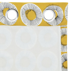 Habitat Floral Burst Print Lined Eyelet Curtains - Yellow - thumbnail 2