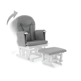 Obaby Reclining Gliding Nursing Chair & Stool - White & Grey - thumbnail 2