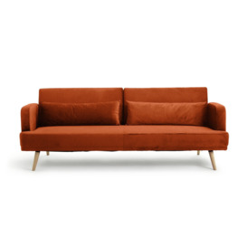 Habitat Andy Velvet 3 Seater Clic Clac Sofa Bed - Orange