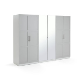 Habitat Munich Panelled 6 Door Mirror Wardrobe - Grey