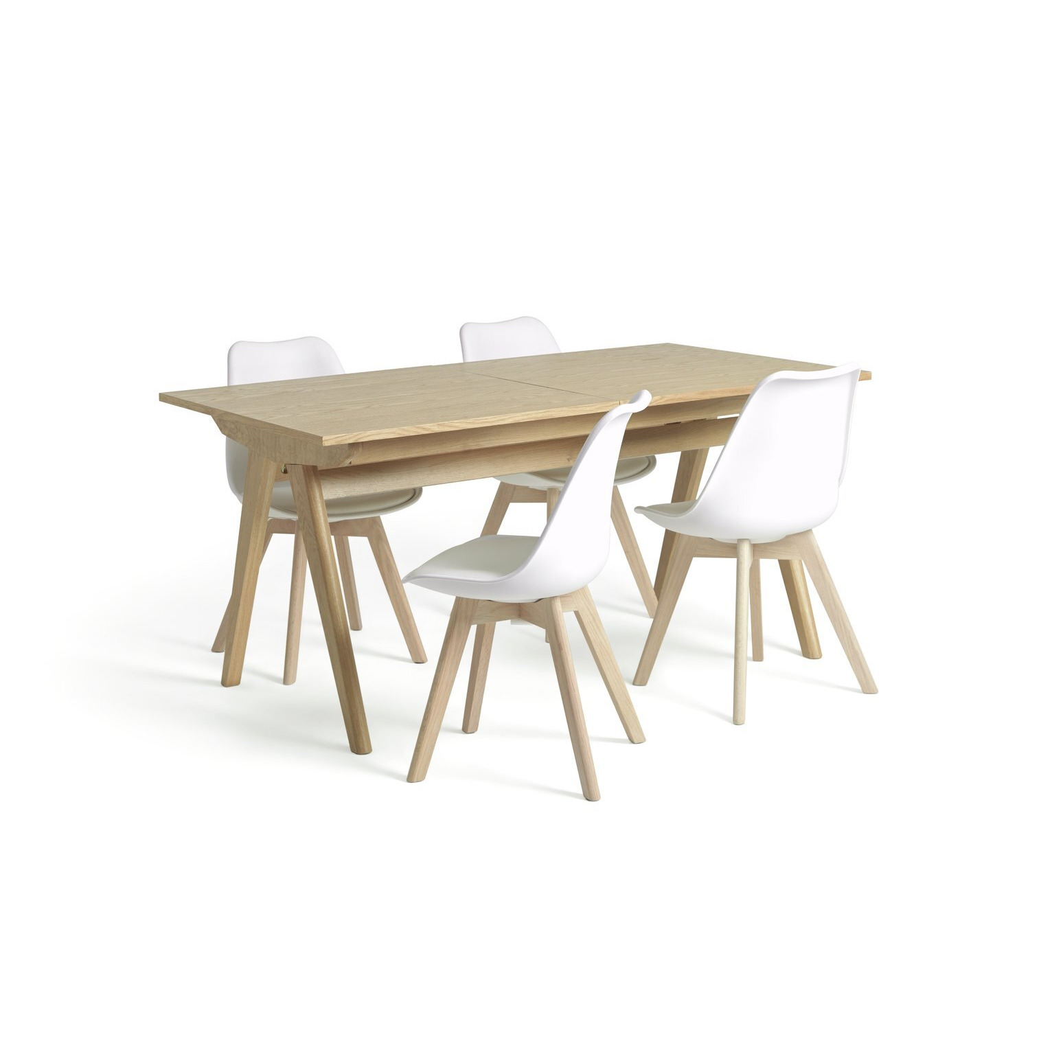 Habitat Jerry Extending Table & 4 White Chairs - image 1