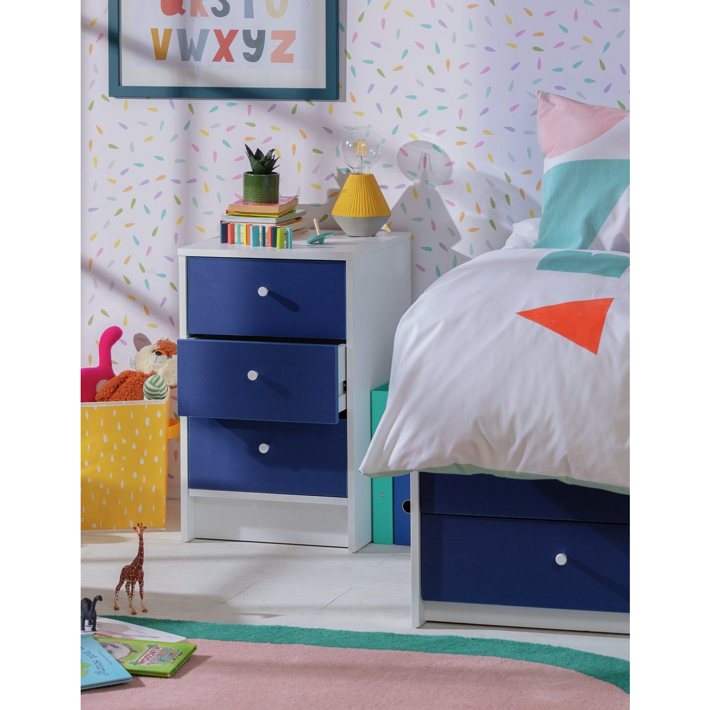 Argos Home Kids Malibu Kids 3 Drawer Bedside Table - Blue - image 1