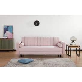 Habitat Preston Velvet 3 Seater Clic Clac Sofa Bed - Pink - thumbnail 2
