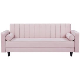 Habitat Preston Velvet 3 Seater Clic Clac Sofa Bed - Pink - thumbnail 1