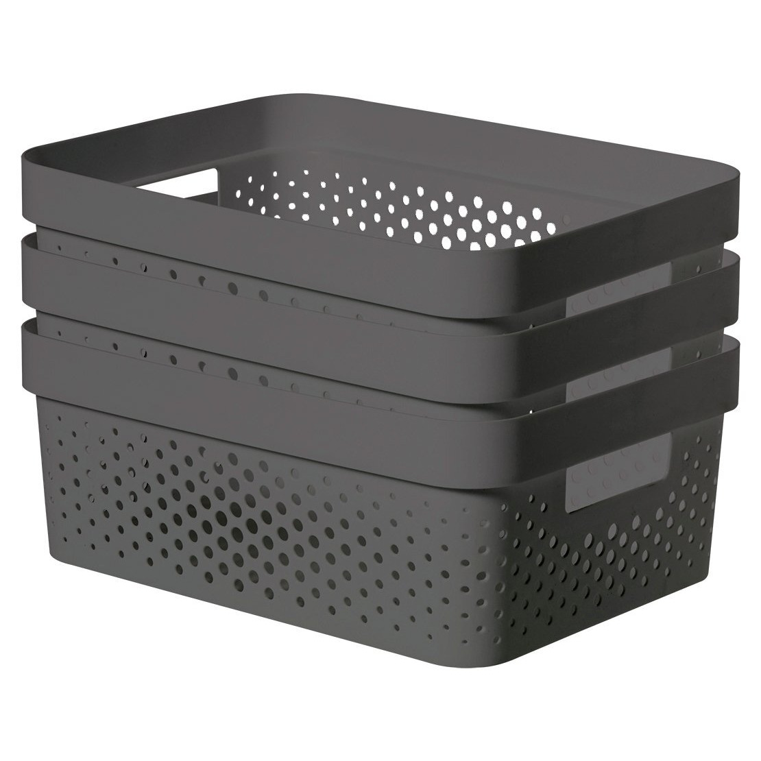 Curver Infinity Dots 3 x 11L Storage Boxes - Grey - image 1