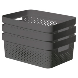 Curver Infinity Dots 3 x 11L Storage Boxes - Grey - thumbnail 1