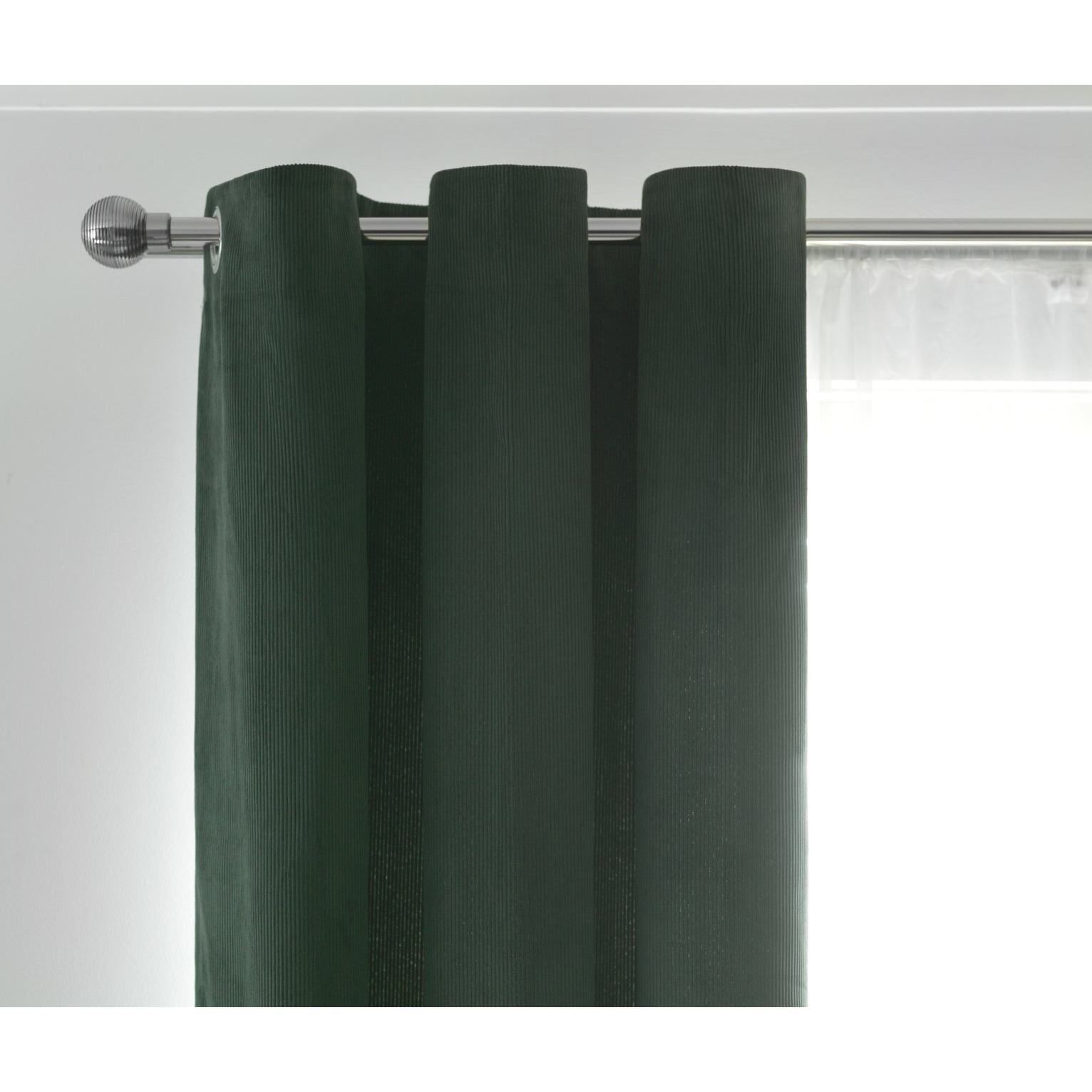 Habitat Cord Lined Eyelet Curtains -Forest Green - 168x183cm - image 1