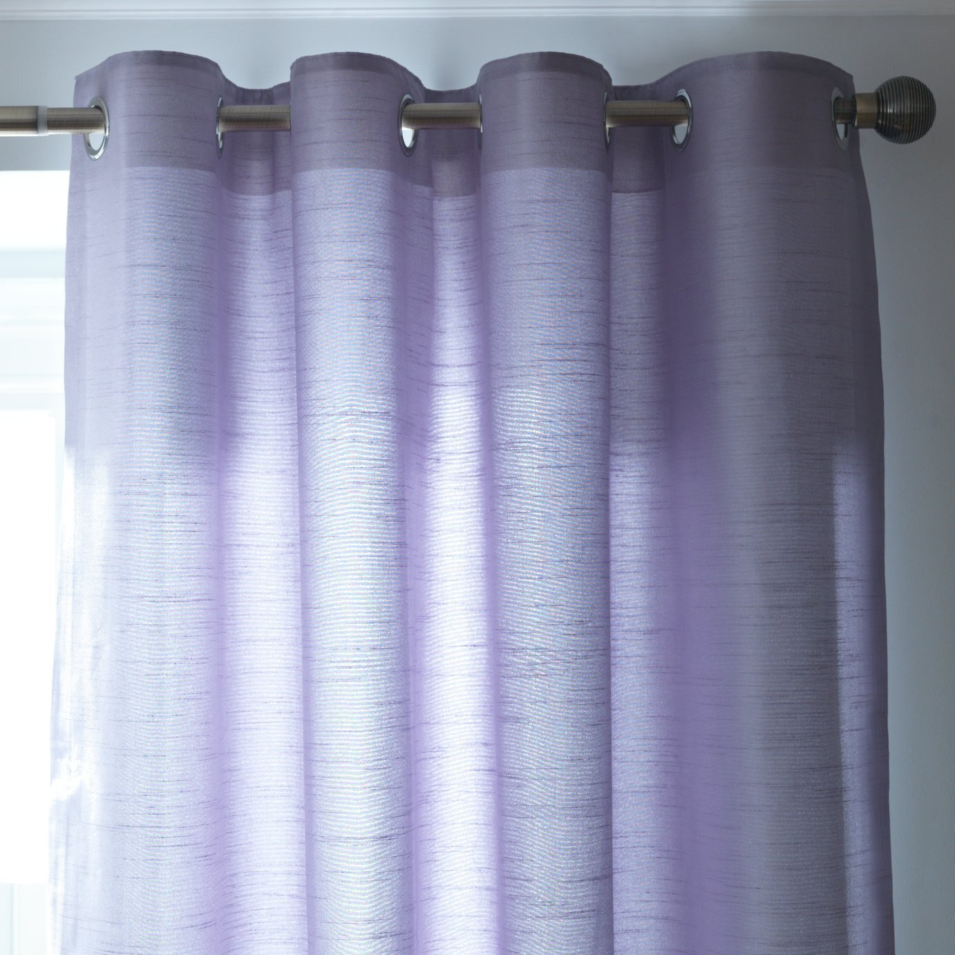 Habitat Faux Plain Silk Lined Eyelet Curtain - Purple - image 1