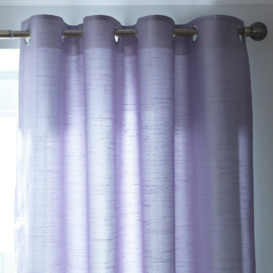 Habitat Faux Plain Silk Lined Eyelet Curtain - Purple - thumbnail 1