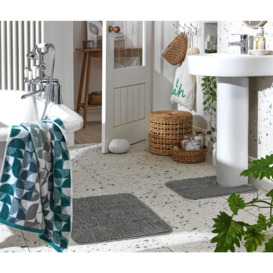 Argos Home Tufted Bath & Pedestal Mat Set - Silver - thumbnail 2
