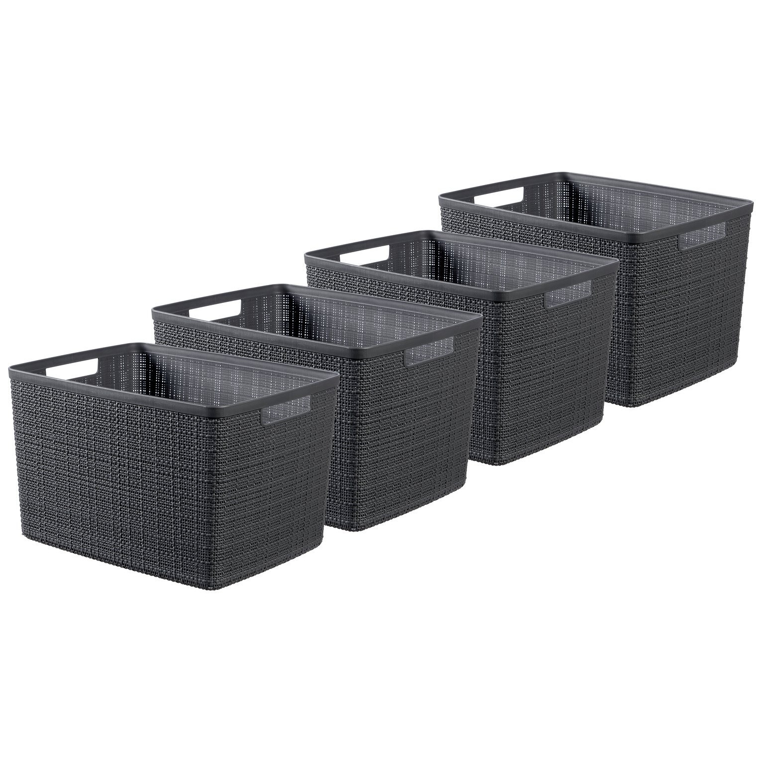 Curver Jute Set of 4 20L Storage Basket - Grey