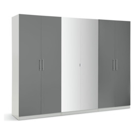 Habitat Munich 6 Door 2 Mirror Wardrobe - Grey Gloss