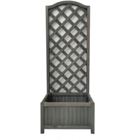 Straight Lattice Wooden Planter - Grey