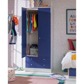 Argos Home Malibu Kids 2 Door 2 Drawer Wardrobe White & Blue - thumbnail 1