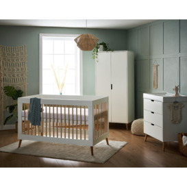 Obaby Maya Cot Bed Nursery Furniture Set - White and Acacia