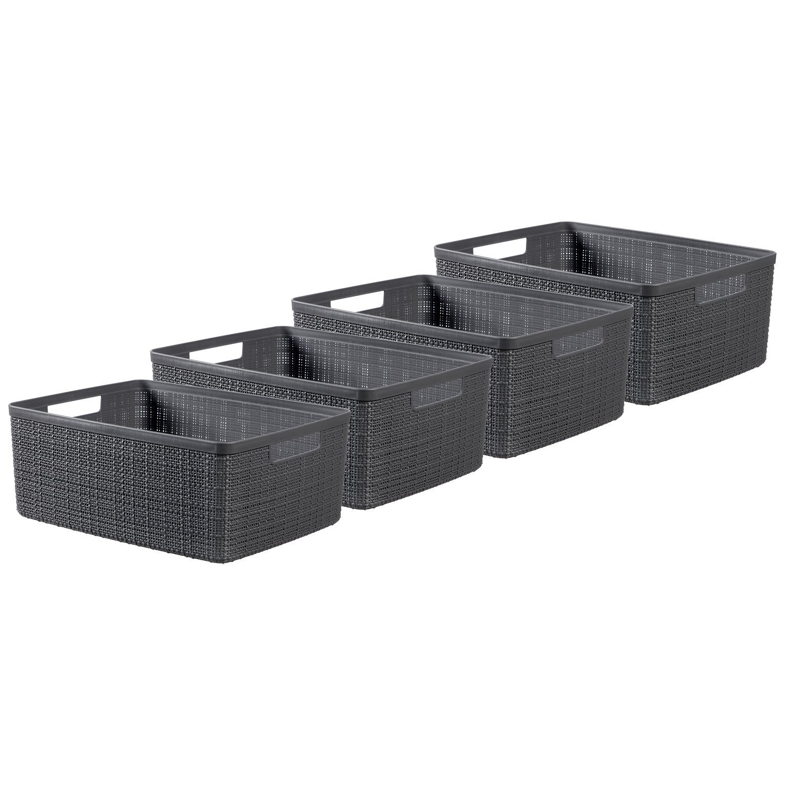 Curver Jute 4 x 12L Storage Basket - Grey