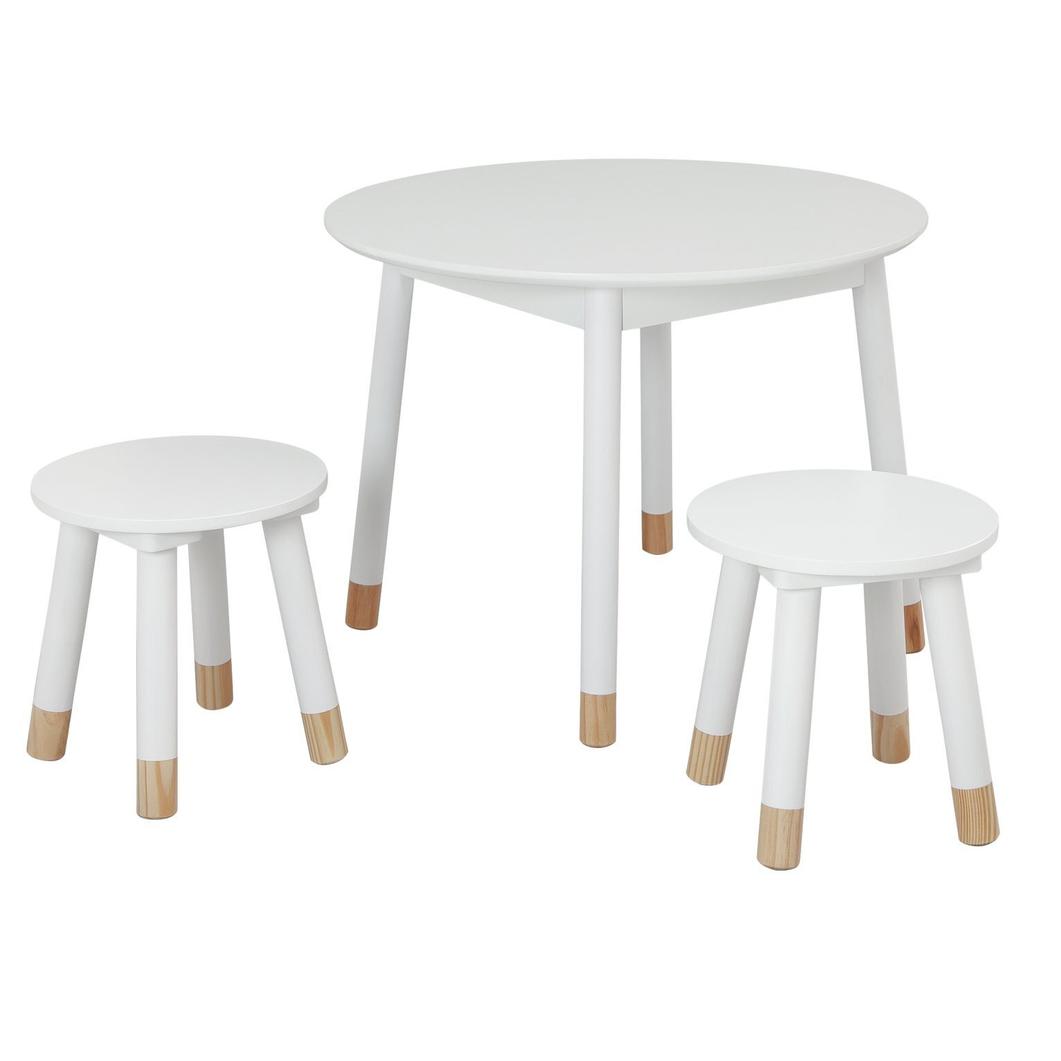 Habitat Skandi Kids Play Table & 2 Chairs - White & Acacia - image 1