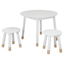 Habitat Skandi Kids Play Table & 2 Chairs - White & Acacia - thumbnail 1