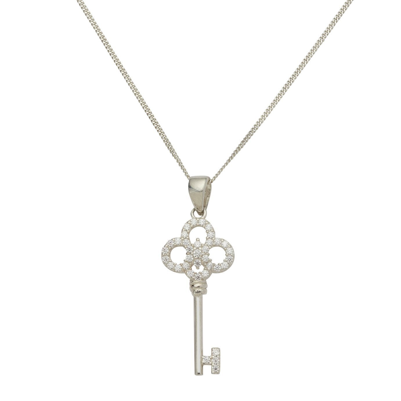 Revere Sterling Silver Cubic Zirconia Key Pendant Necklace by