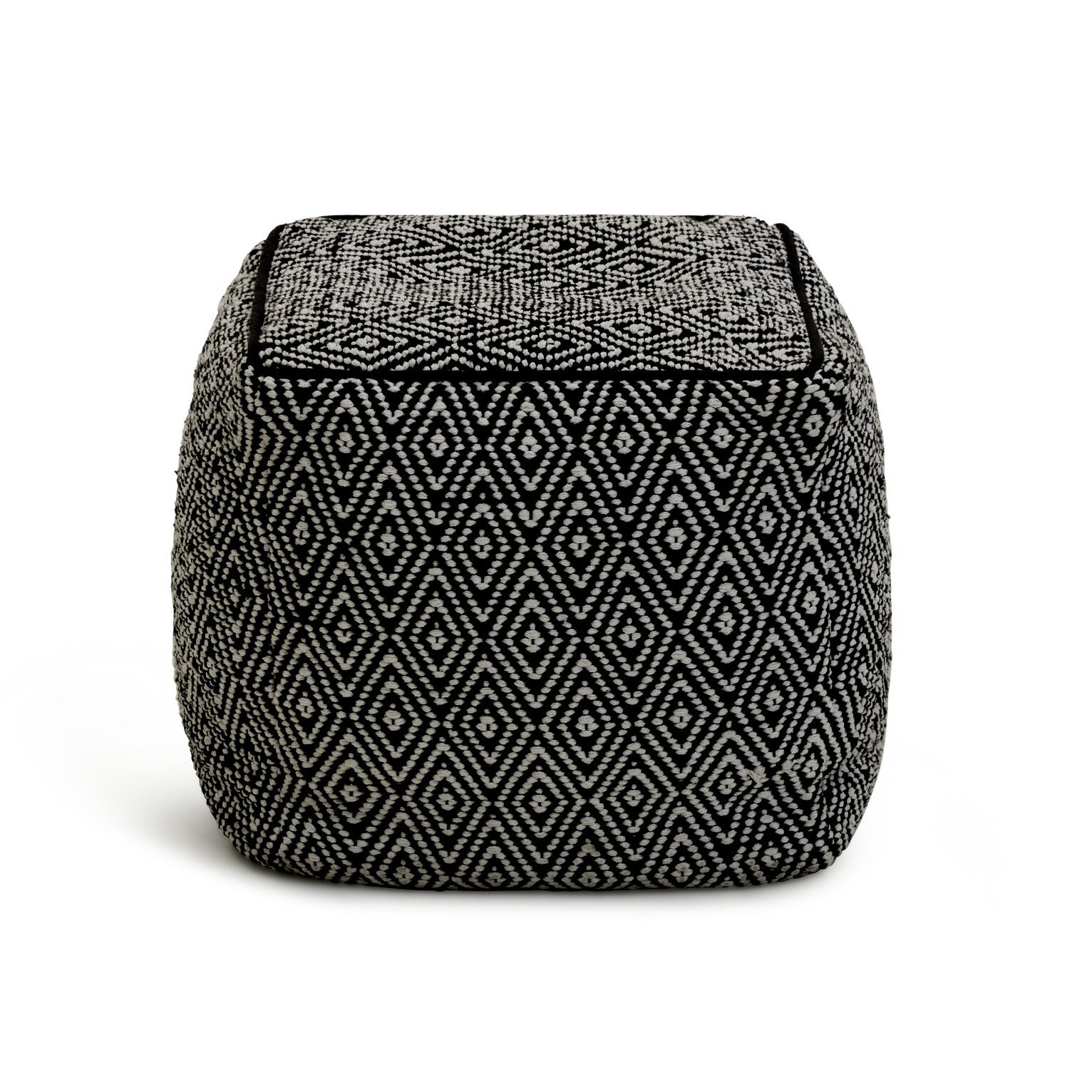 Kaikoo Durrie Cotton Footstool - Black & White - image 1