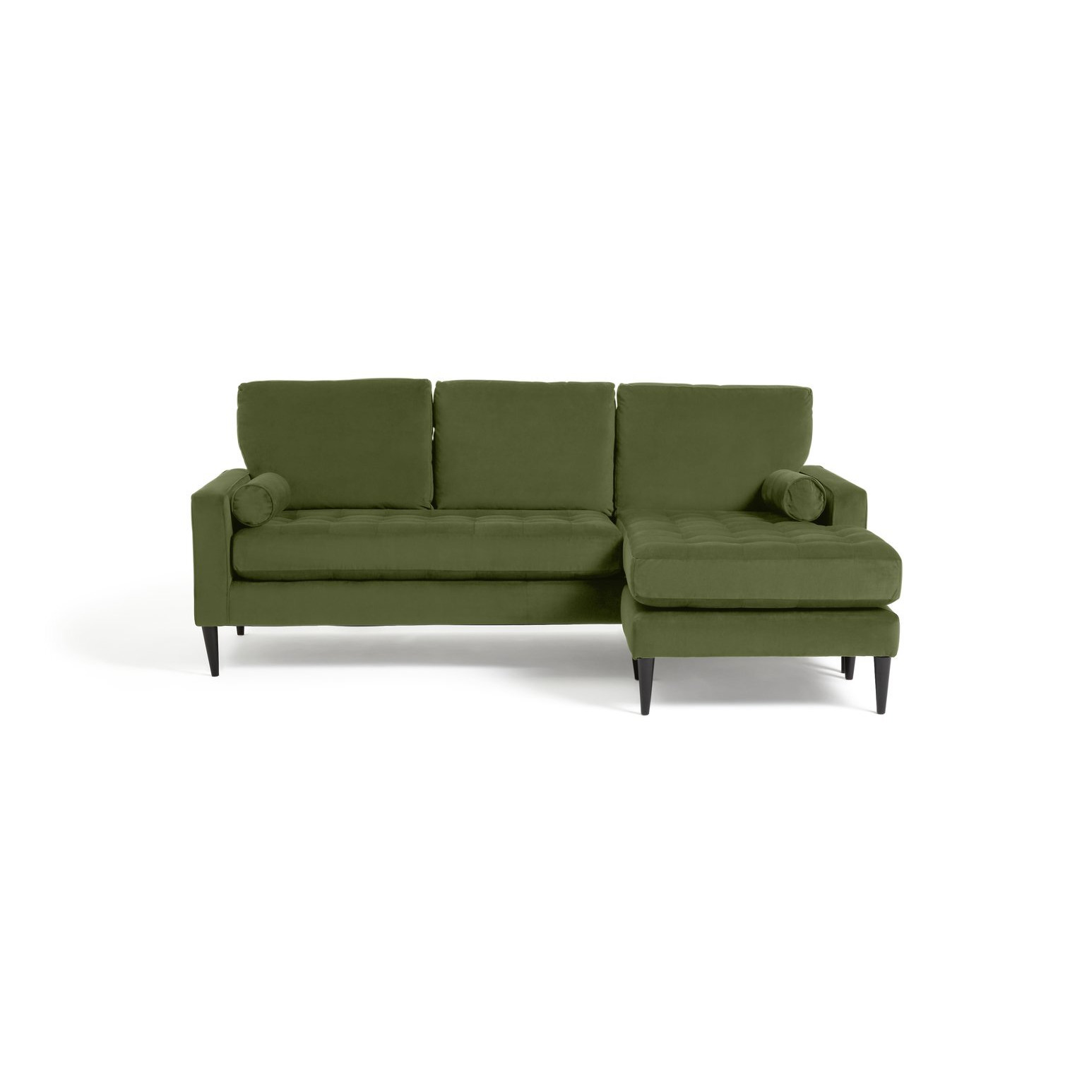 Habitat Hudson Velvet Right Hand Corner Chaise Sofa - Olive