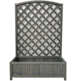 Large Lattice Wooden Planter - Grey