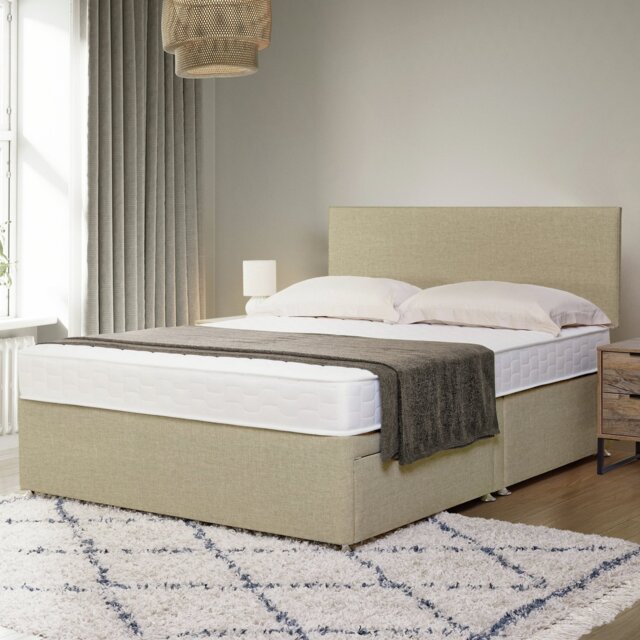Argos Home Elmdon Memory Double 2 Drawer Divan Bed - Natural - image 1