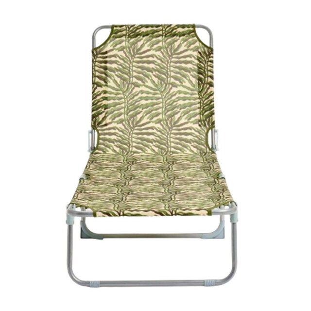 Habitat Leaf Print Folding Metal Sun Lounger - Green - image 1