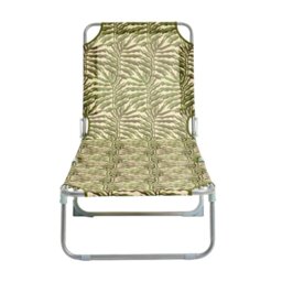 Habitat Leaf Print Folding Metal Sun Lounger - Green