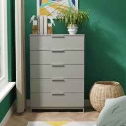 Livara Ready Assembled Orillia 5 Drawer Chest - Grey - thumbnail 1