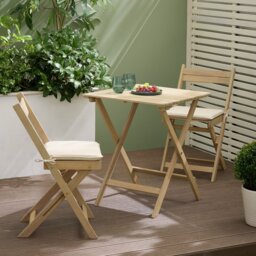 Habitat Evissa 2 Seater Folding Wooden Garden Bistro Set - thumbnail 1