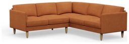 Hutch Plus Fabric Curve Arm 5 Seater Corner Sofa - Rust