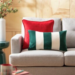 Habitat Cotton Velvet Stripe Cushion - Teal - 50x30cm - thumbnail 2