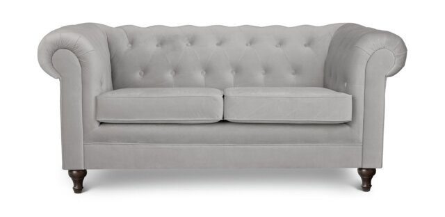 Habitat Chesterfield Velvet 2 Seater Sofa - Light Grey - image 1