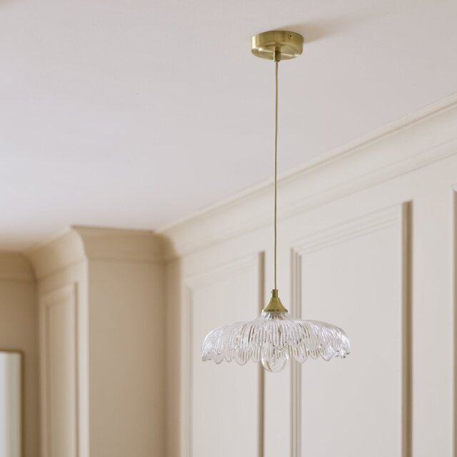 Argos Home Petal Glass Pendant Ceiling Light - Brushed Brass - image 1