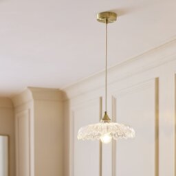 Argos Home Petal Glass Pendant Ceiling Light - Brushed Brass - thumbnail 2