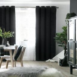 Habitat Dimout Velvet Eyelet Curtains - Black - 168x183cm - thumbnail 1