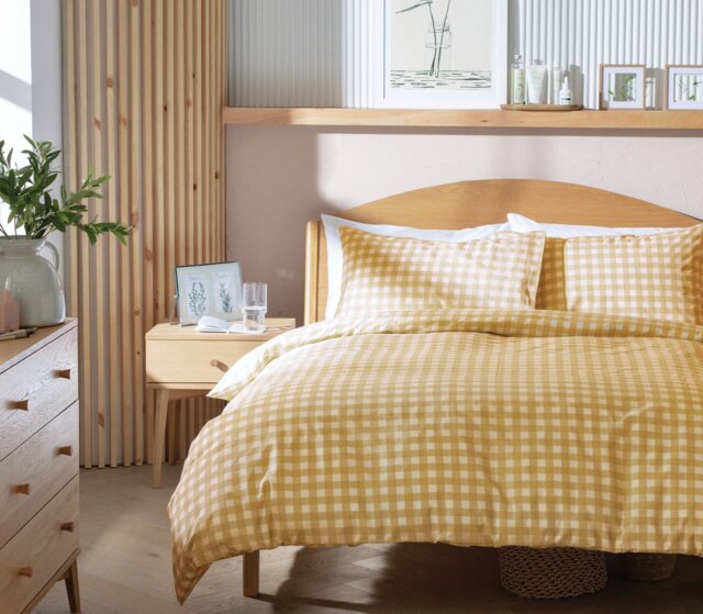 Argos Home Herbalist Plain Gingham Yellow Bedding Set-Double - image 1