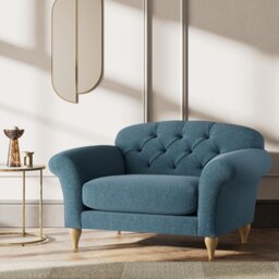 Habitat Brooker Fabric Cuddle Chair - Blue - Ash Leg - thumbnail 2