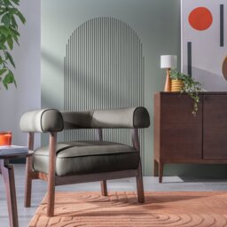 Habitat Elio Fabric Curved Armchair - Grey - thumbnail 2