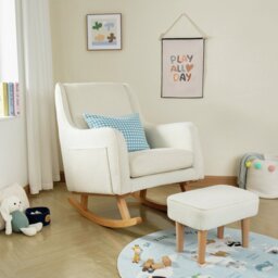 Babymore Ida Polyester Nursing Chair With Foot Stool - White