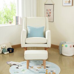 Babymore Ida Polyester Nursing Chair With Foot Stool - White - thumbnail 2
