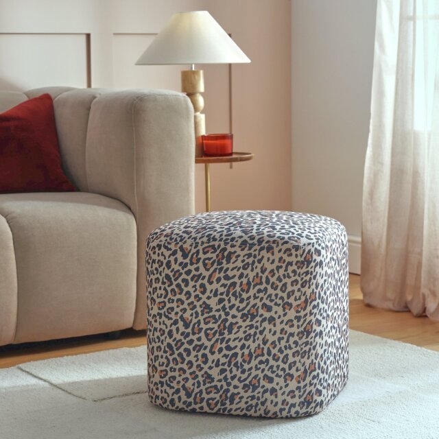Argos Home Louise Fabric Pouffe - Leopard Print - image 1
