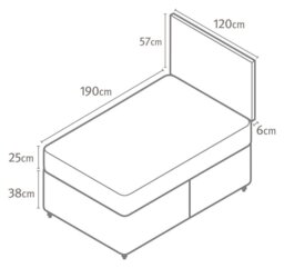 Silentnight Comfort Small Double Divan Bed - Charcoal - thumbnail 2