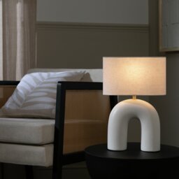 Argos Home Wishbone 37cm Ceramic Table Lamp - White & Cream - thumbnail 2