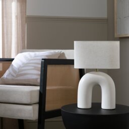 Argos Home Wishbone 37cm Ceramic Table Lamp - White & Cream - thumbnail 1