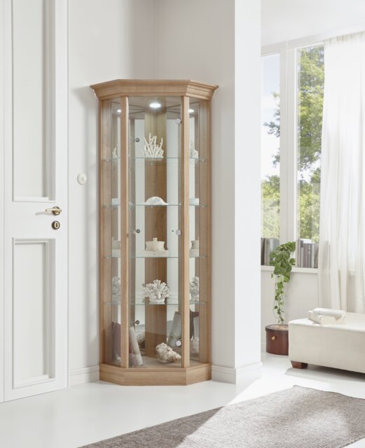 Argos Home Glass Corner Display Cabinet - Light Natural