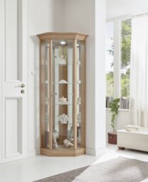 Argos Home Glass Corner Display Cabinet - Light Natural - thumbnail 1